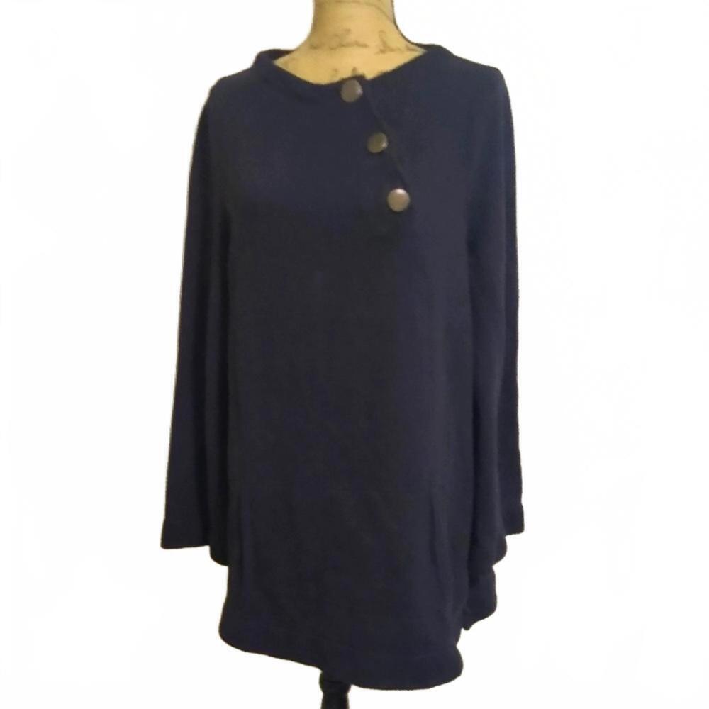 Soft Surroundings Navy Button-Down Top Large